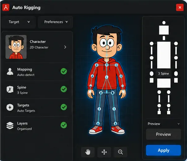 AutoRigging for Skeleton character rigging interface